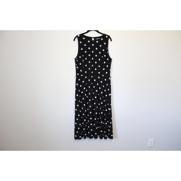 Lauren Ralph Lauren Polka Dot Sleeveless A Line Swing Dress Black Size 14 H14739 - Picture 2 of 10